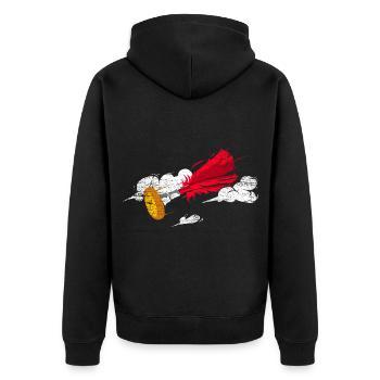 Flinker Indiaca Turnierspieler - Unisex Premium Bio Zip Hoodie - Schwarz - Hinten - Nico (187cm)