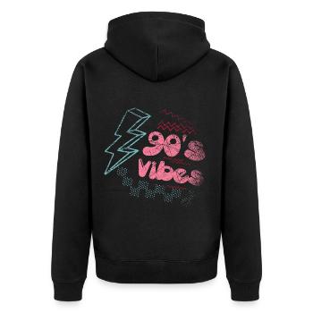 90's Vibes 90er 90s - Unisex Premium Bio Zip Hoodie - Schwarz - Hinten - Nico (187cm)