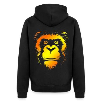 Fastnacht - Karneval - Kostüm - Spruch - Affe - Unisex Premium Bio Zip Hoodie - Schwarz - Hinten - Nico (187cm)