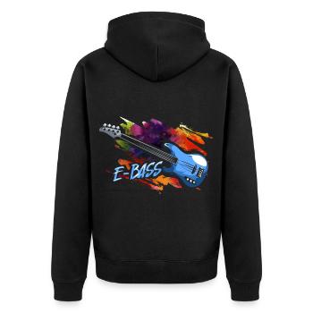 Wummernder E-Bass Rockkonzert - Unisex Premium Bio Zip Hoodie - Schwarz - Hinten - Nico (187cm)