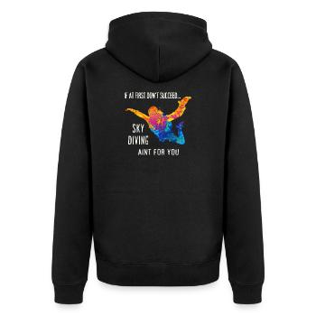 Skydive Fallschirmspringer Skydiver Freifall - Unisex Premium Bio Zip Hoodie - Schwarz - Hinten - Nico (187cm)