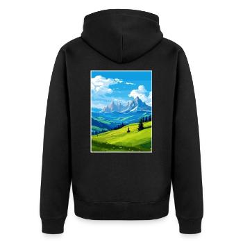 Dolomiten Dolomiten Dolomiten Gebirge Italien - Unisex Premium Bio Zip Hoodie - Schwarz - Hinten - Nico (187cm)