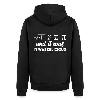 Mathe Witz - Unisex Premium Bio Zip Hoodie - Schwarz - Hinten - Nico (187cm)