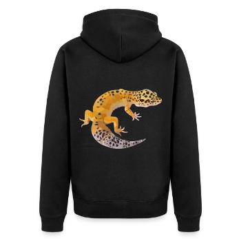 Smaragdgrüner Gecko Terrarienbewohner - Unisex Premium Bio Zip Hoodie - Schwarz - Hinten - Nico (187cm)