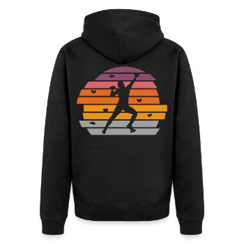 Klettern Boulder Bouldern Bergsteiger - Unisex Premium Bio Zip Hoodie - Schwarz - Hinten - Nico (187cm)