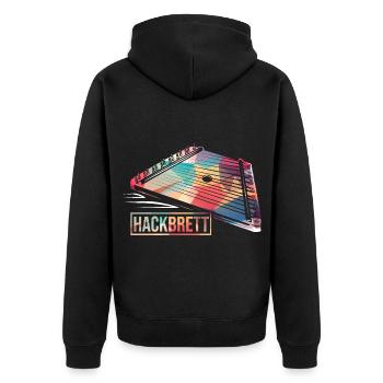 Beschwingtes Hackbrett Trachtenfest - Unisex Premium Bio Zip Hoodie - Schwarz - Hinten - Nico (187cm)
