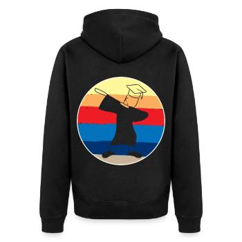Graduation Dab - Unisex Premium Bio Zip Hoodie - Schwarz - Hinten - Nico (187cm)