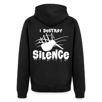 Dudelsack - Unisex Premium Bio Zip Hoodie - Schwarz - Hinten - Nico (187cm)