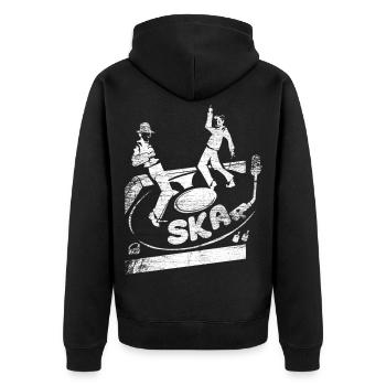 Jamaikanischer Ska Bläsersatz - Unisex Premium Bio Zip Hoodie - Schwarz - Hinten - Nico (187cm)