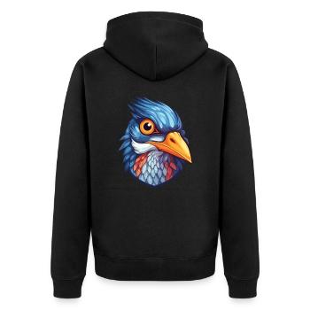Kuckuck buntes Aquarell Cartoon Kawaii Tier - Unisex Premium Bio Zip Hoodie - Schwarz - Hinten - Nico (187cm)