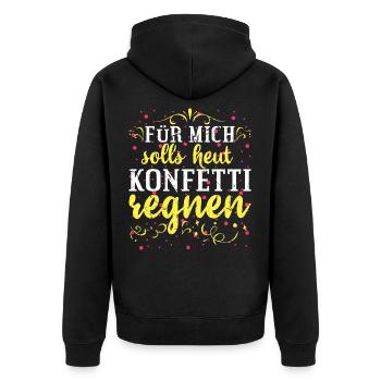 Konfetti Fasching - Unisex Premium Bio Zip Hoodie - Schwarz - Hinten - Nico (187cm)