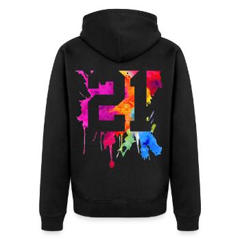 21 JAHRE 21. GEBURTSTAG - Unisex Premium Bio Zip Hoodie - Schwarz - Hinten - Nico (187cm)