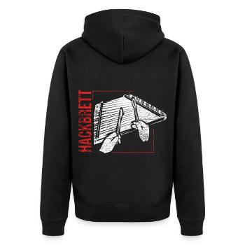 Mitreißendes Hackbrett Saitenspiel - Unisex Premium Bio Zip Hoodie - Schwarz - Hinten - Nico (187cm)