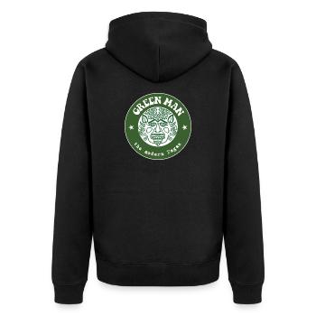 Der Grüne Mann, der moderne Heide - Unisex Premium Bio Zip Hoodie - Schwarz - Hinten - Nico (187cm)