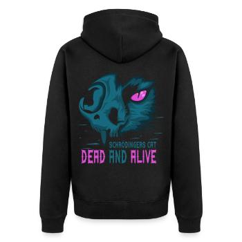 Schrödingers Katze Dead Or Alive Halloween Cat - Unisex Premium Bio Zip Hoodie - Schwarz - Hinten - Nico (187cm)