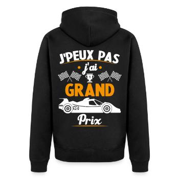 Je peux pas j'ai Grand Prix - Veste à capuche bio Premium Unisexe - noir - Dos - Nico (187cm)