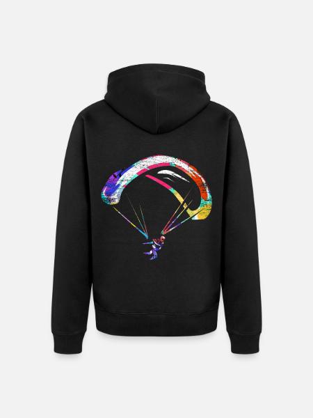 Adrenalinstarker Gleitschirm Flieger - Unisex Premium Bio Zip Hoodie - Schwarz