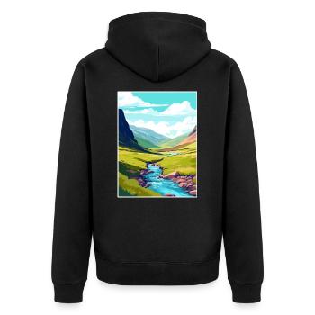 Hohe Tasse Nick Cumbria Vintage Reiseposter WPA - Unisex Premium Bio Zip Hoodie - Schwarz - Hinten - Nico (187cm)