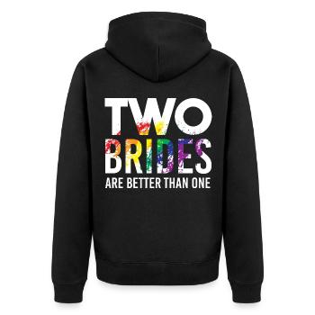 Lesbenhochzeit Lesbe Heirat Hochzeit Lesbische - Unisex Premium Bio Zip Hoodie - Schwarz - Hinten - Nico (187cm)