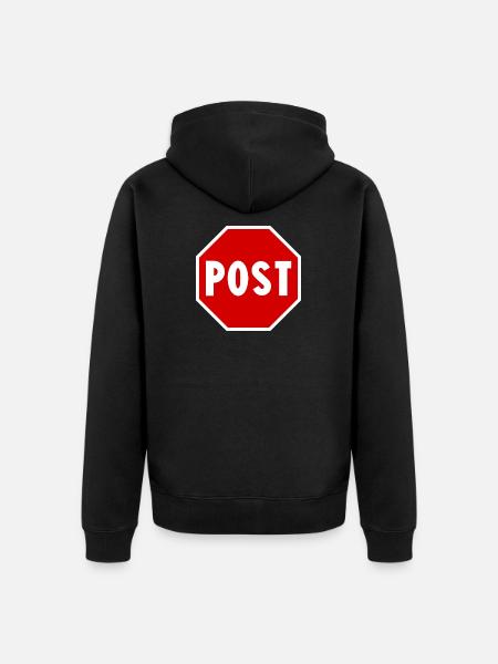 Post Road Sign - Unisex Premium Bio Zip Hoodie - Schwarz
