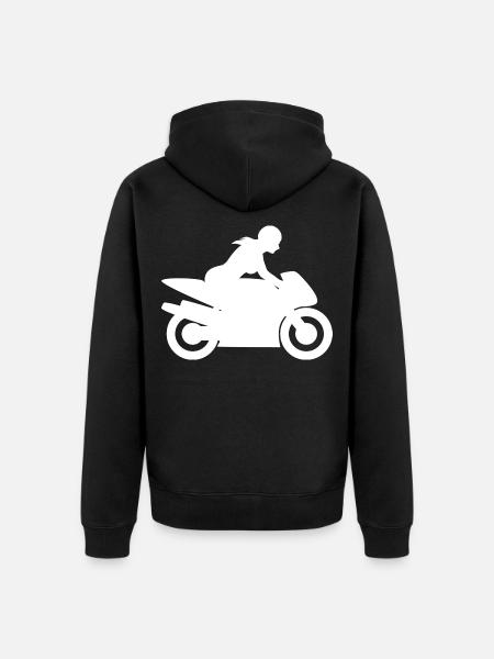 Motorradfahrerin Bikerin - Unisex Premium Bio Zip Hoodie - Schwarz