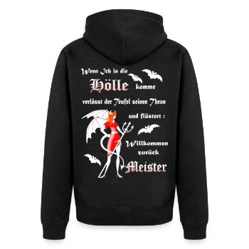 Teufel Satan Luzifer - Unisex Premium Bio Zip Hoodie - Schwarz - Hinten - Nico (187cm)