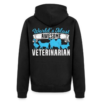 Weltbester Tierarzt - Unisex Premium Bio Zip Hoodie - Schwarz - Hinten - Nico (187cm)