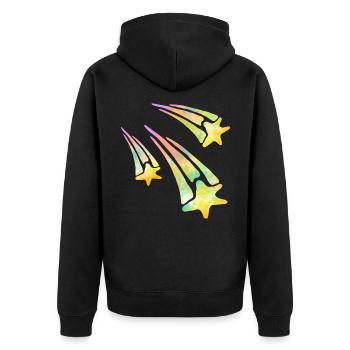 Sternschnuppen - Unisex Premium Bio Zip Hoodie - Schwarz - Hinten - Nico (187cm)