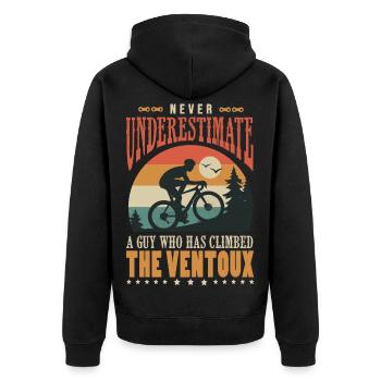 ein Typ, der den Ventoux-Velo bestiegen hat - Unisex Premium Bio Zip Hoodie - Schwarz - Hinten - Nico (187cm)