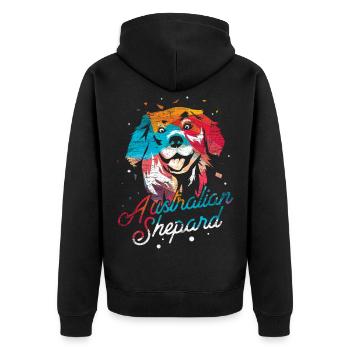 Aufmerksamer Aussie Hütehund - Unisex Premium Bio Zip Hoodie - Schwarz - Hinten - Nico (187cm)