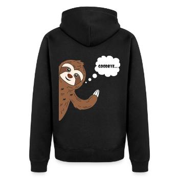 Goodbye Sloth Faultier Winken Tschau Tschüss - Unisex Premium Bio Zip Hoodie - Schwarz - Hinten - Nico (187cm)