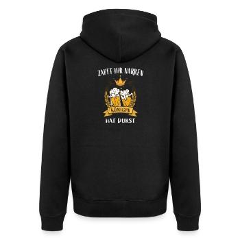 Zapft ihr Narren die Königin hat Durst - Unisex Premium Bio Zip Hoodie - Schwarz - Hinten - Nico (187cm)