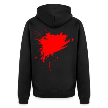 Fleck Farbe Gespritzt rot Design Schmutz schmutzig - Unisex Premium Bio Zip Hoodie - Schwarz - Hinten - Nico (187cm)