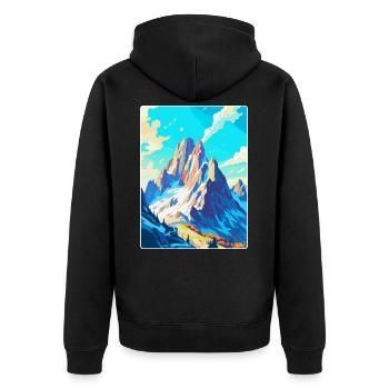 Dachstein Österreich Vintage Reiseplakat Souvenir - Unisex Premium Bio Zip Hoodie - Schwarz - Hinten - Nico (187cm)