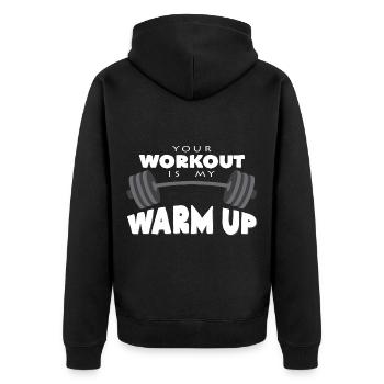 Hantel - Unisex Premium Bio Zip Hoodie - Schwarz - Hinten - Nico (187cm)