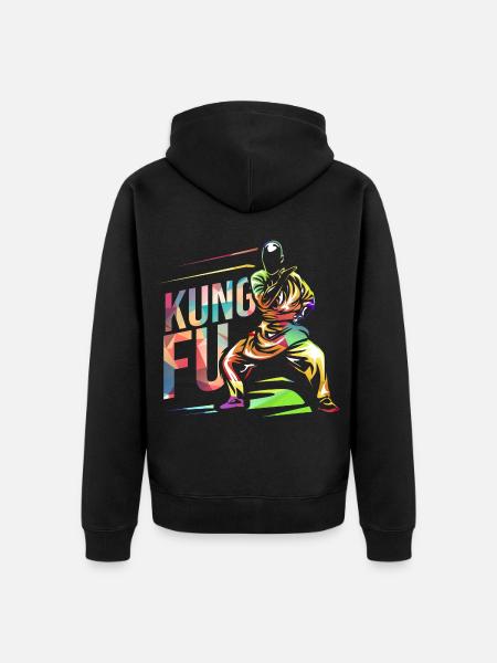 Blitzschneller Kung Fu Schwarzgurt - Unisex Premium Bio Zip Hoodie - Schwarz