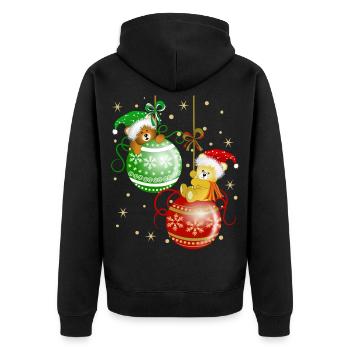 Bärchen auf Weihnachtskugeln Bär Weihnachtsdeko - Unisex Premium Bio Zip Hoodie - Schwarz - Hinten - Nico (187cm)