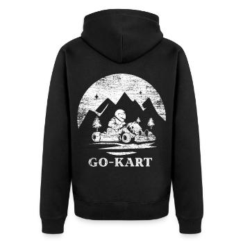 Kühner Gokartfahrer Asphaltrennen - Unisex Premium Bio Zip Hoodie - Schwarz - Hinten - Nico (187cm)