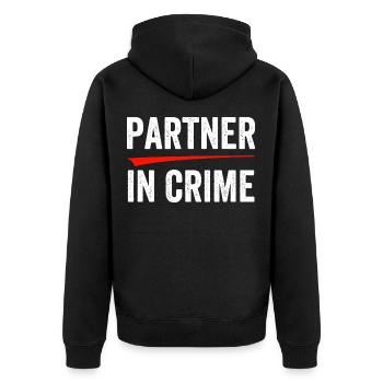 Partner in Crime - Unisex Premium Bio Zip Hoodie - Schwarz - Hinten - Nico (187cm)