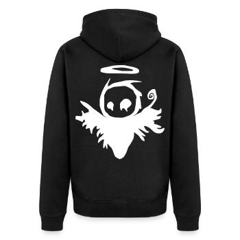 Dunkler Engel - Unisex Premium Bio Zip Hoodie - Schwarz - Hinten - Nico (187cm)