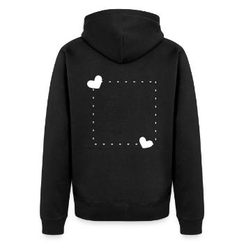 Herz Rahmen Ornament Linie Weiß - Unisex Premium Bio Zip Hoodie - Schwarz - Hinten - Nico (187cm)