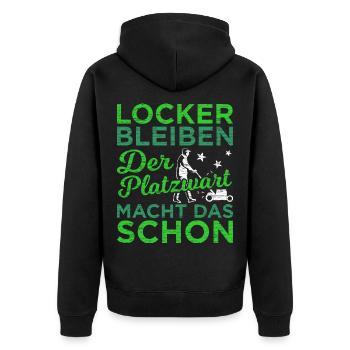 Greenkeeper Geschenk - Unisex Premium Bio Zip Hoodie - Schwarz - Hinten - Nico (187cm)