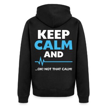 Lustiger Rettungsdienst Spruch Sanitäter - Unisex Premium Bio Zip Hoodie - Schwarz - Hinten - Nico (187cm)