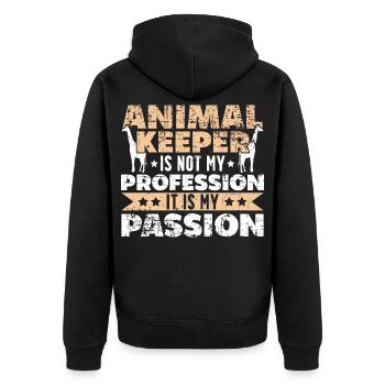 Tierpfleger Passion - Unisex Premium Bio Zip Hoodie - Schwarz - Hinten - Nico (187cm)