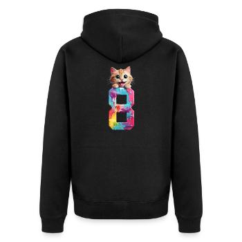 8 JAHRE KATZE 8. GEBURTSTAG - Unisex Premium Bio Zip Hoodie - Schwarz - Hinten - Nico (187cm)