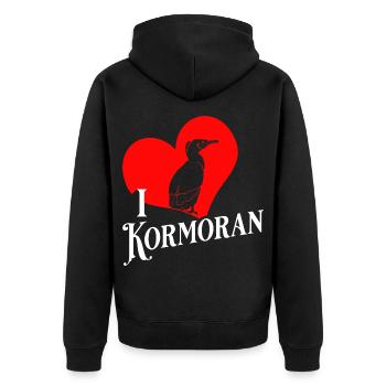 Geheimnisvoller Kormoran Meeresvogel - Unisex Premium Bio Zip Hoodie - Schwarz - Hinten - Nico (187cm)
