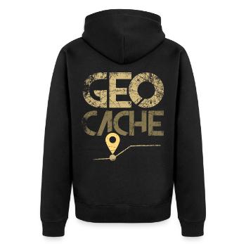 Geocache Geocaching Geocatcher Geocatcherin - Unisex Premium Bio Zip Hoodie - Schwarz - Hinten - Nico (187cm)