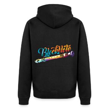 Flinke Blockflöte Bläserensemble - Unisex Premium Bio Zip Hoodie - Schwarz - Hinten - Nico (187cm)