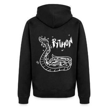Anmutige Python Terrarienfreund - Unisex Premium Bio Zip Hoodie - Schwarz - Hinten - Nico (187cm)