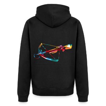 Wuchtige Armbrust Mittelaltermarkt - Unisex Premium Bio Zip Hoodie - Schwarz - Hinten - Nico (187cm)